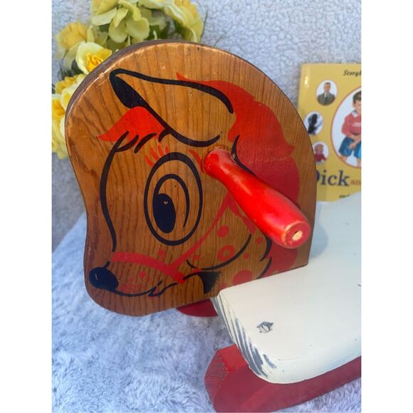Vintage Wooden Rocking Horse Upcycled Retro Kids Toys Nursery 50s 60s Mid Centur - Picture 7 of 7